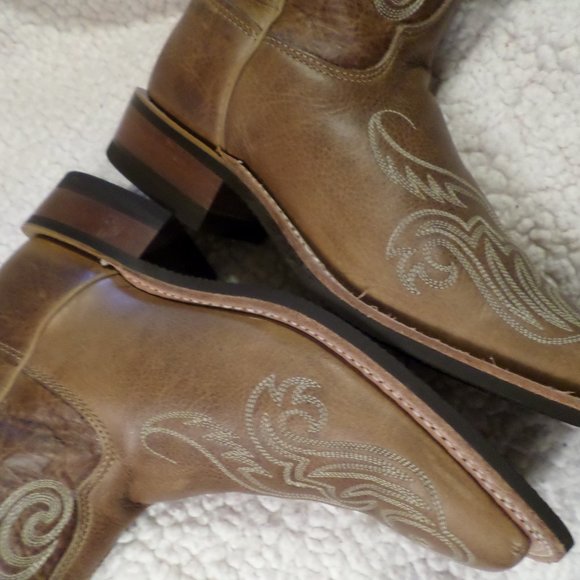 WOMEN PREOWN JUSTIN LEATHER COWGIRL BOOTS BRWN-sz 6.5 B - Picture 6 of 13